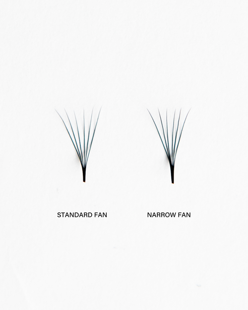 Standard Pre-made Fan versus a narrow Pre-made eyelash extensions