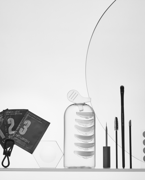 Image of lash lift kit accessories, solutions and brow tools.