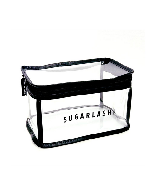 Clear vinyl cosmetic bag.