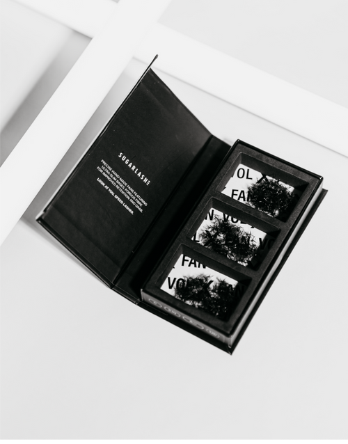 An open tray of VOL-X Loose Pre-made Fans-Volume Lashes