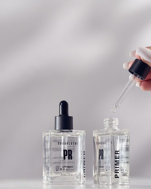 bottle and dropper of primer for bonding eyelash extensions