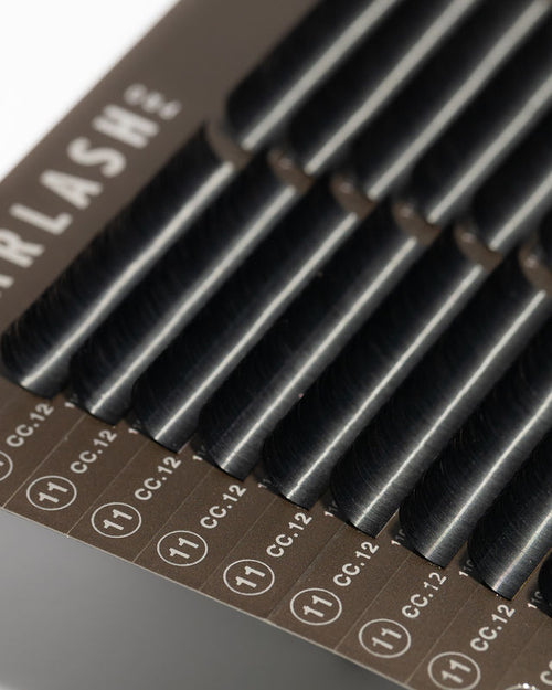 A close up of multiple strips of Runway lashes.