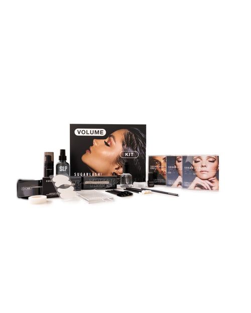 Volume Lash Kit box will all included products displayed around it.
